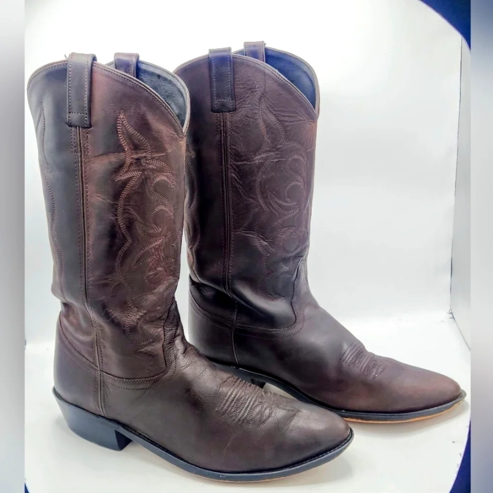 OLD WEST Mens Western Brown Leather Cowboy Boots SCM3051 Size 13 EE